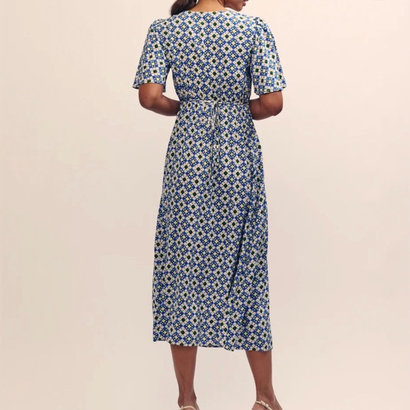 Blue Geometric Midi Dress - Picture 7 of 9